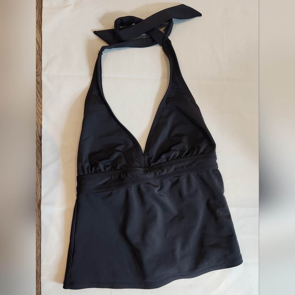 Athleta Black Swim Top Tankini Halter Style Size 2 32DD 34D 36C